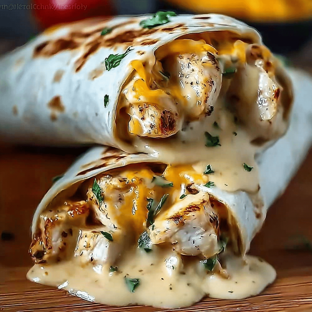 Cheesy Garlic Chicken Wraps