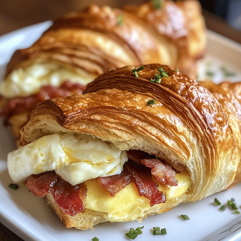 Baked Croissant Breakfast Sandwiches