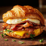 Croissant Breakfast Sandwich with Turkey Bacon