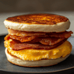 English Muffin Breakfast Sandwich with Turkey Bacon