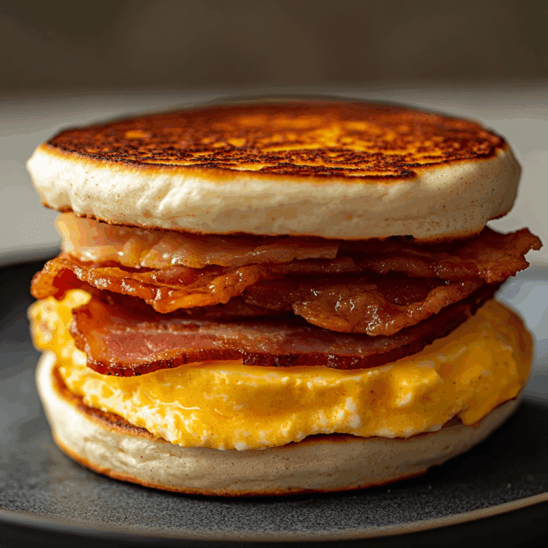 English Muffin Breakfast Sandwich with Turkey Bacon