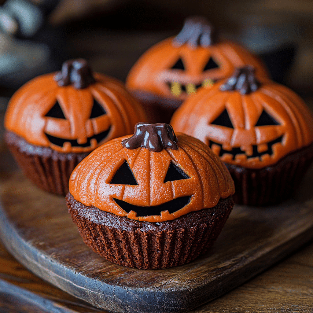 Jack-O’-Lantern Orange Chocolate Cakes