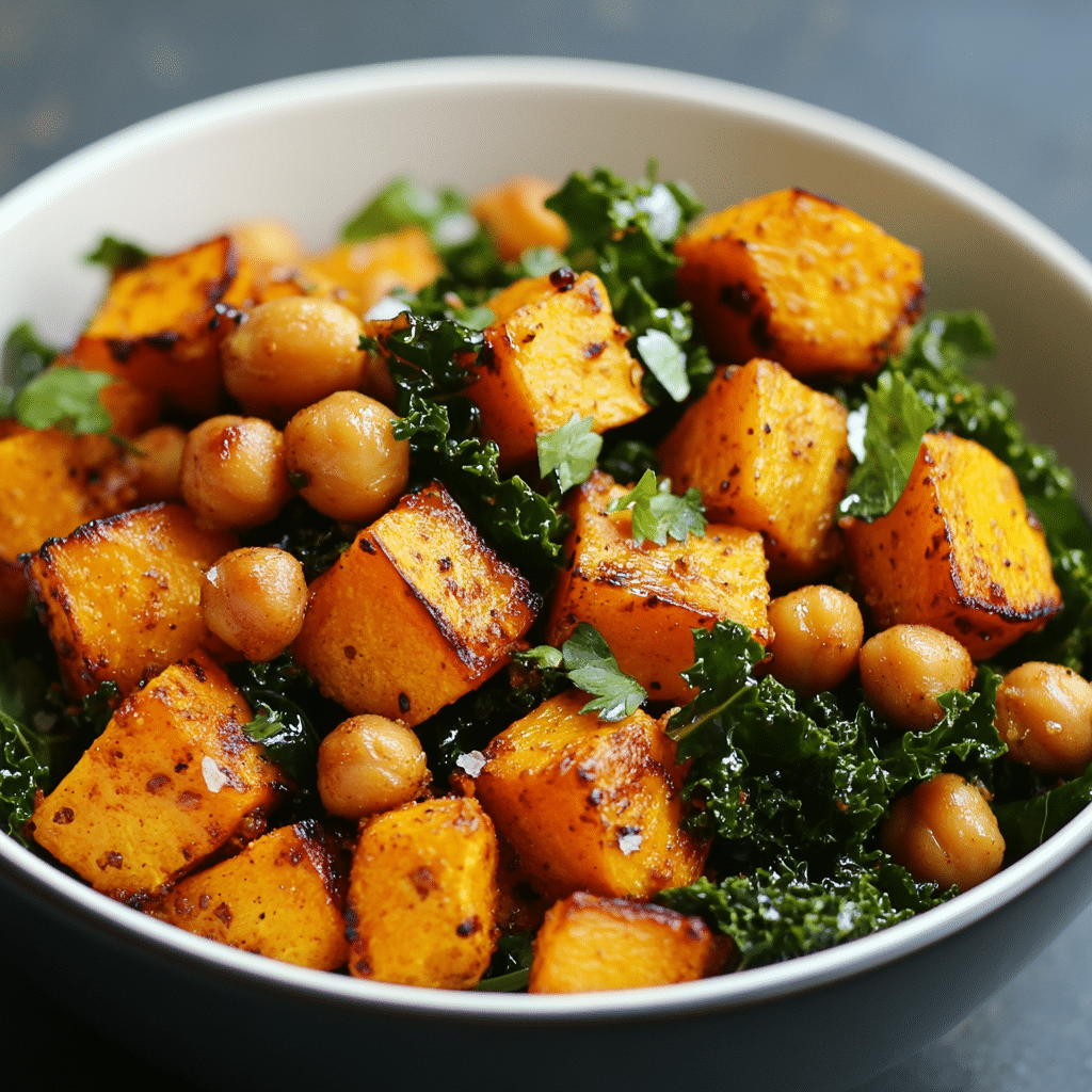 Roasted Pumpkin Salad with Spiced Chickpeas