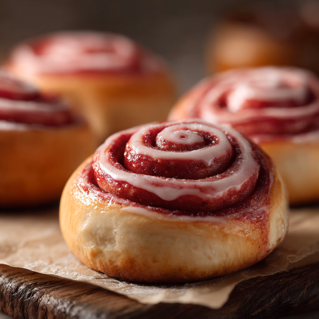 Cinnamon Rolls with Red Frosting