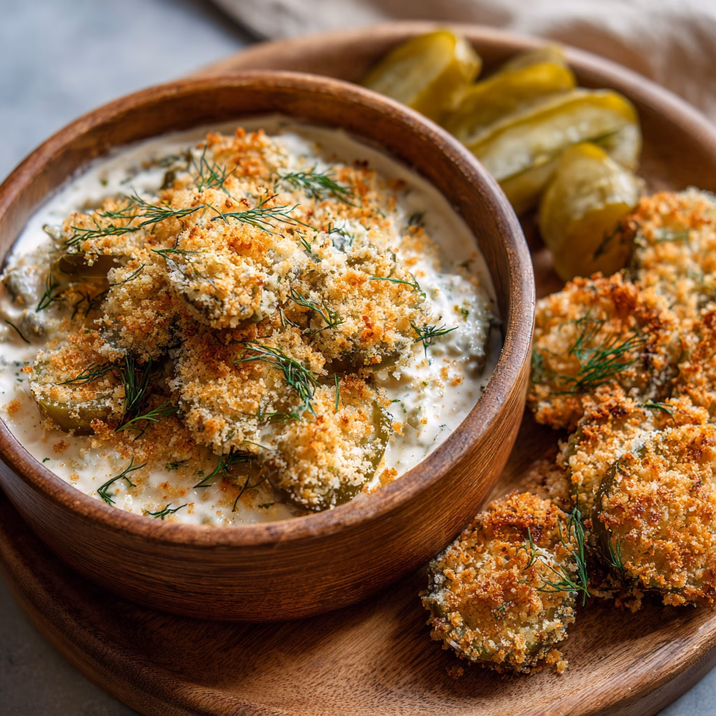Fried Pickle Dip with Crispy Panko Topping