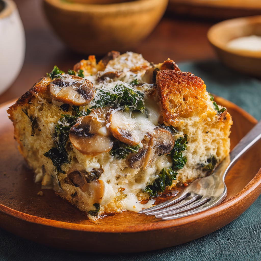 Kale and Mushroom Strata