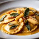 Pumpkin Ravioli with Apple Sage Butter Sauce