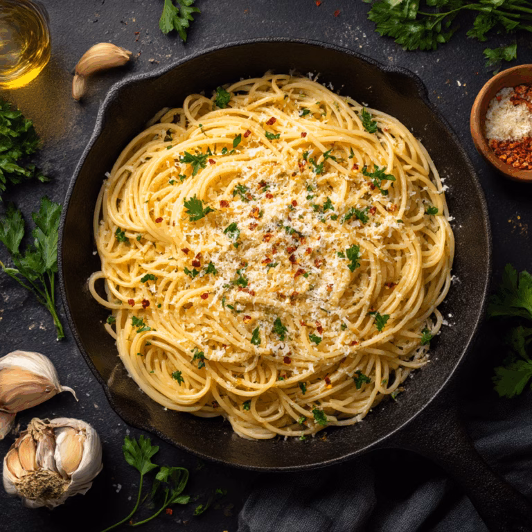 Spaghetti Aglio e Olio with Garlic and Parmesan