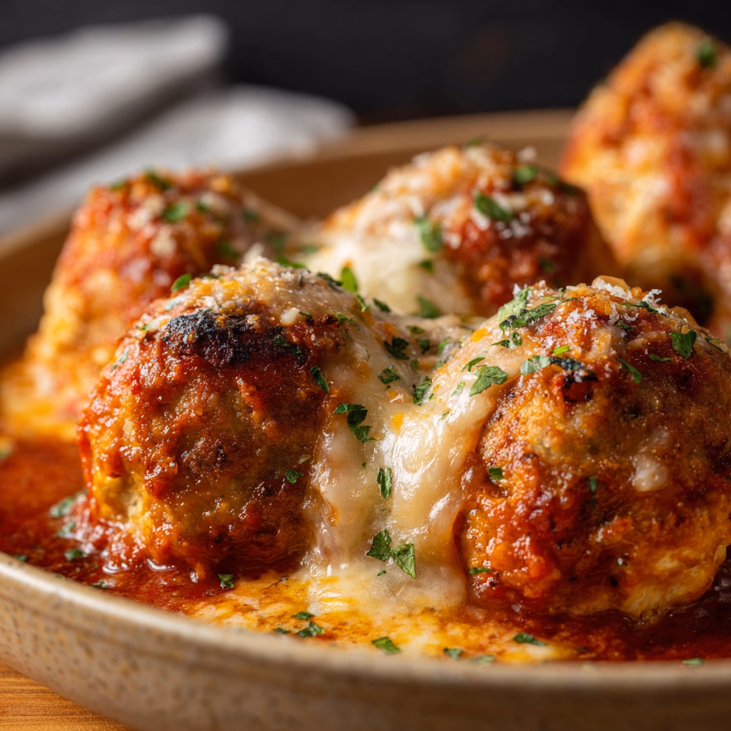 Baked Chicken Parmesan Meatballs