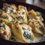 Chicken Stuffed Shells with Spinach and Alfredo Sauce